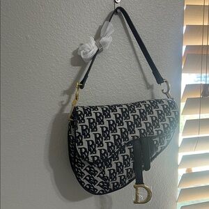 Designer Black and White Saddle Bag